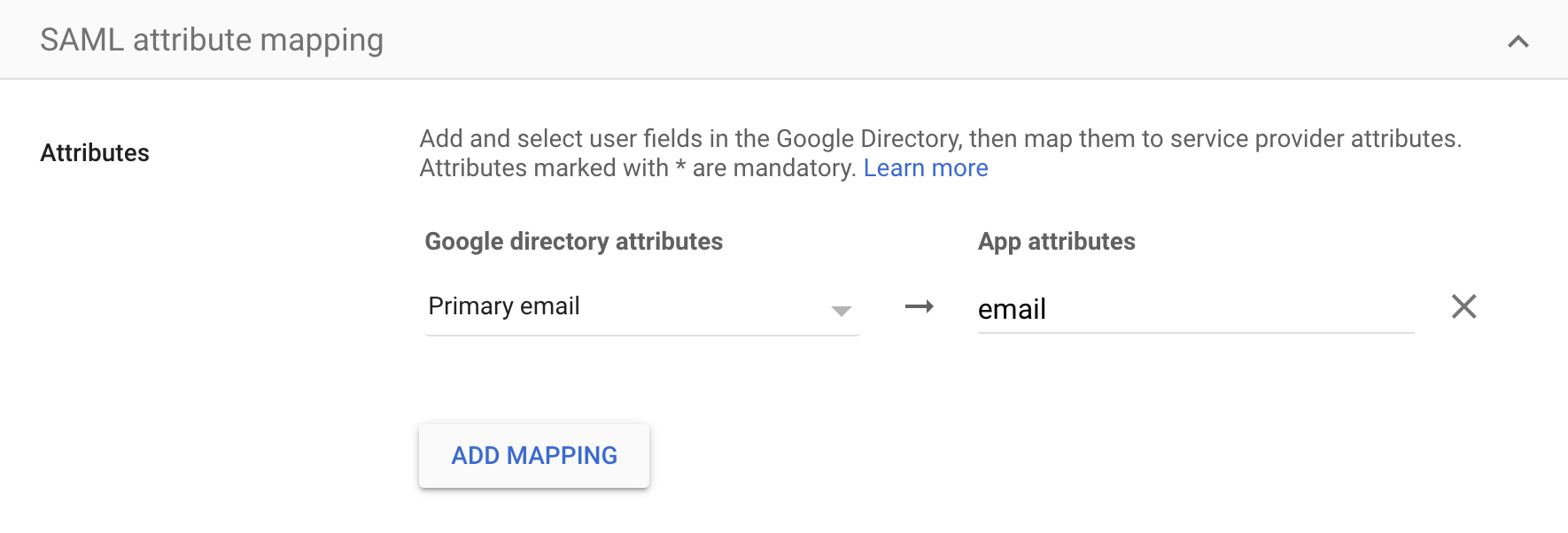 Google SAML Attribute Mapping